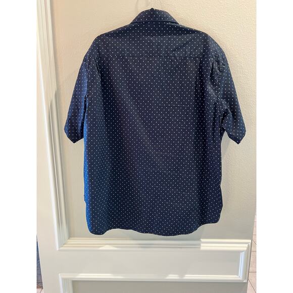075 Kenneth Cole New York Men's 1X Regular Fit Navy Short Sleeve Button Shirt - Picture 4 of 4